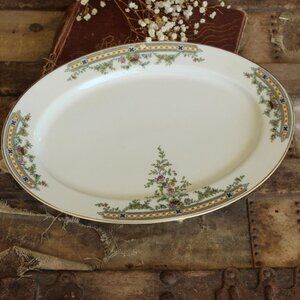 Vintage 1940s Serving Plate, 12" Oval Heinrich & Co Selb Bavaria China, Floral